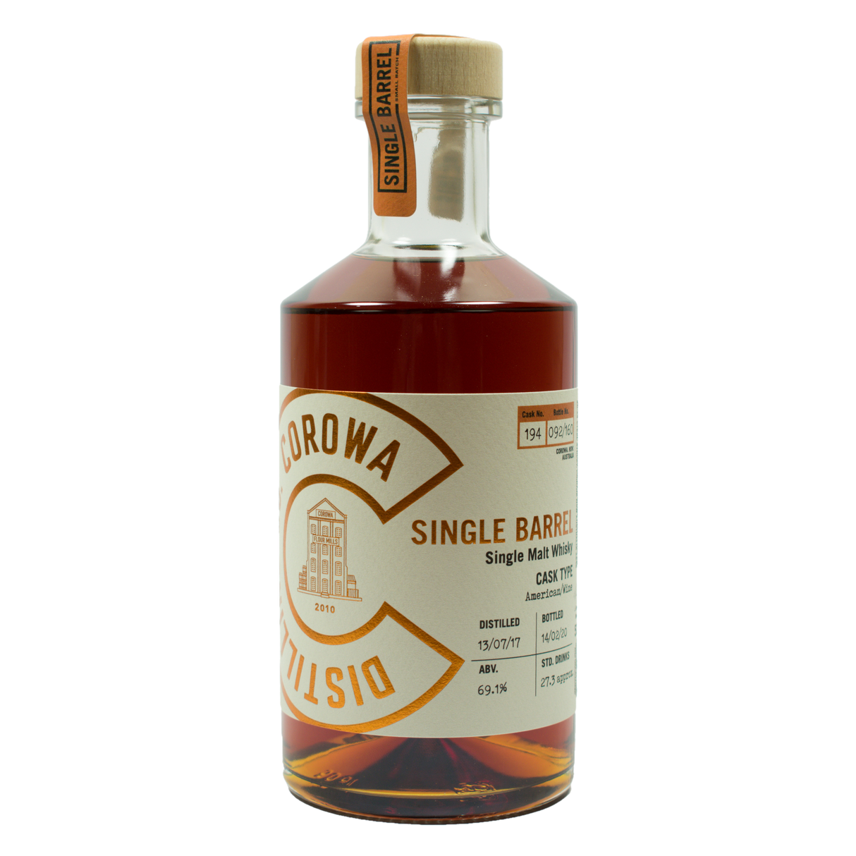 Corowa Single Barrel American Wine cask 69.1% 500ml